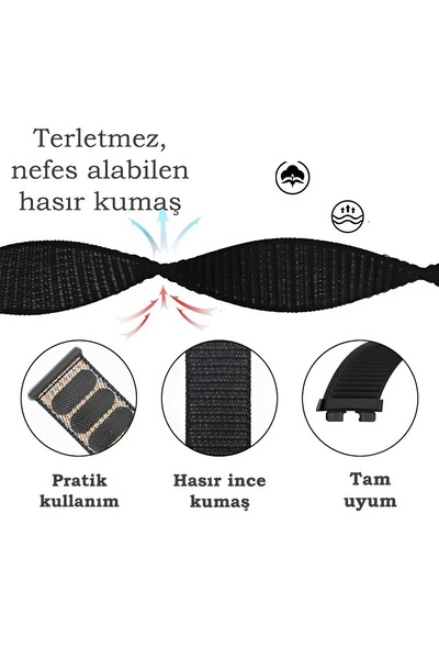 Dexmon Huawei Band 8 / 9 / 10 Uyumlu Hasır Örgü İnce Kumaş Cırtlı Kordon Bileklik