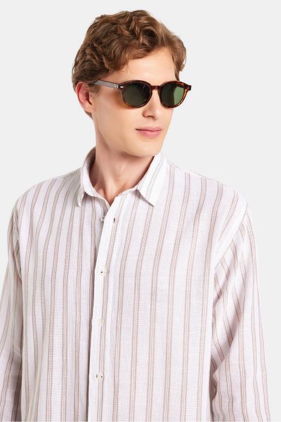 Tudors Ανδρικό αθλητικό πουκάμισο Relax Fit Oversize Relaxed Cut ριγέ λινό