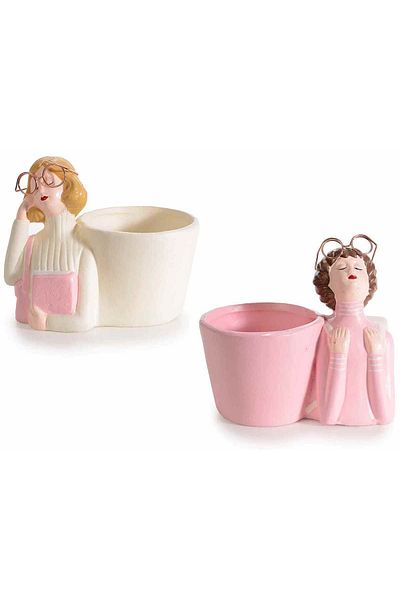 Decorer Set of 2 ceramic flower pots 12x7.5x11 cm