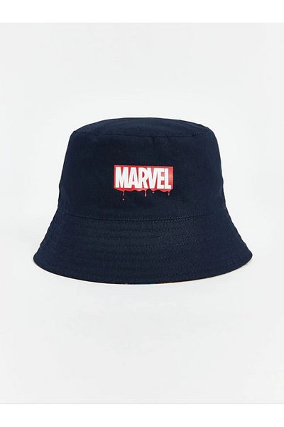 LC Waikiki Boy's Bucket Hat Mixed Avengers Printed Gabardine Fabric Double Sided