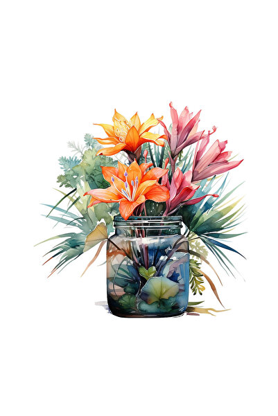 INOVATIX Set de 8, Borcan autocolant cu flori de vară, INOVATIX®. 6 cm