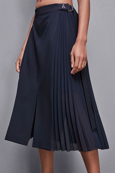 Patrizia Pepe FUSTĂ MIDI PLISATĂ - PATRIZIA PEPE - 40, BLEUMARIN
