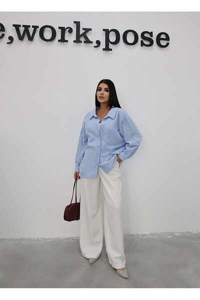 Hatun Atila Cămașă cu mânecă lungă 5191 Albastru