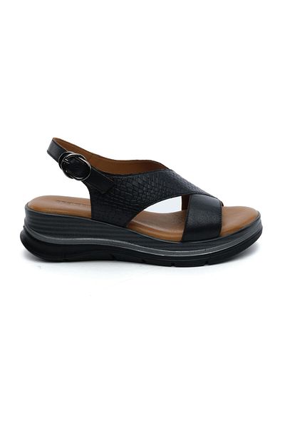 Greyder 59264 Sandale de damă din piele naturală neagră