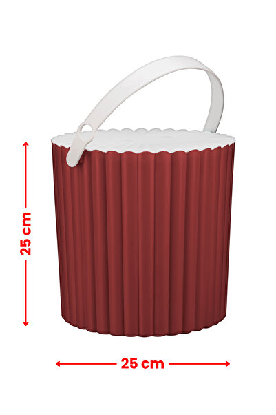 12den Kulplu Kapaklı Çok Amaçlı Kova 12 Lt, Un Bakliyat Deterjan Oyuncak Temizlik Kovası (25x25cm) Kırmızı