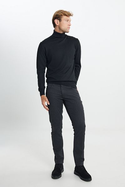 ALTINYILDIZ CLASSICS Men's Black Wool Warm Standard Fit Regular Cut Full Turtleneck Knitwear Sweater