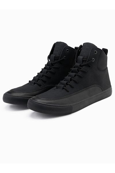 OMBRE Herren-Sneakers mit Knöchelriemen und dekorativen Laschen - schwarz V4 OM-FOSH-0176 43