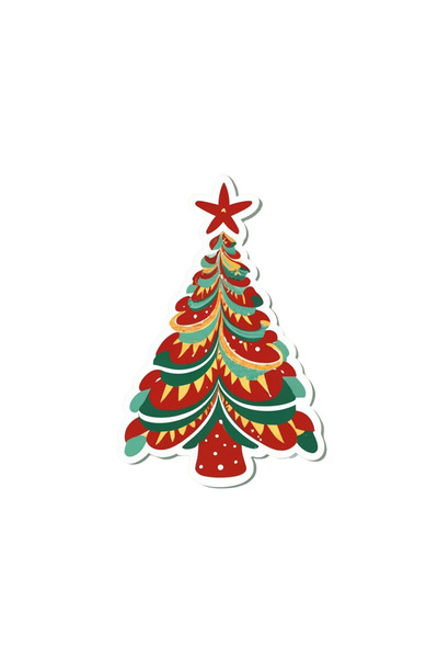 INOVATIX Set de 8 piese, autocolant brad de Crăciun cu stea roșie, INOVATIX®....