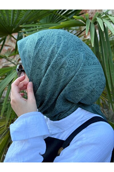 Qalortex Scarf Eșarfă din bumbac cu model perlat moale-verde mentă