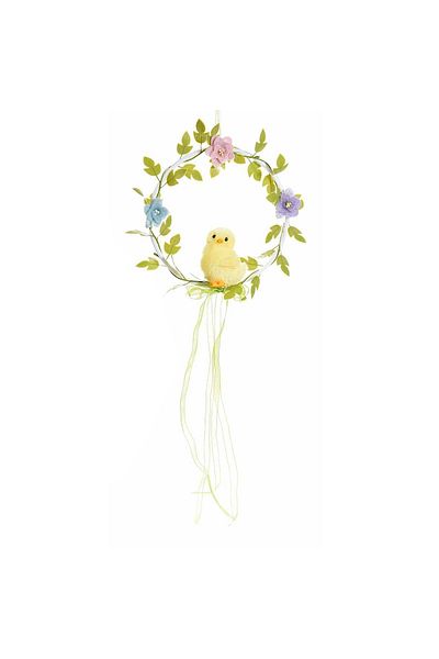Decorer Set of 3 wreaths decorated with Chickens and flowers 16x43 cm