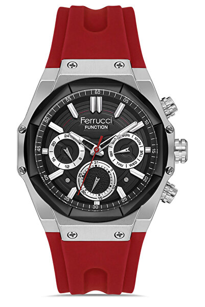 Ferrucci Men's Steel Case Sports Wristwatch Silicone Cord Internal Functions ...