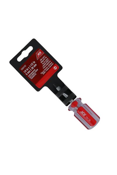 ACE PVC Handle CRV Shaft Magnetic Tip Flat Screwdriver Red and Silver 6 x 38mm