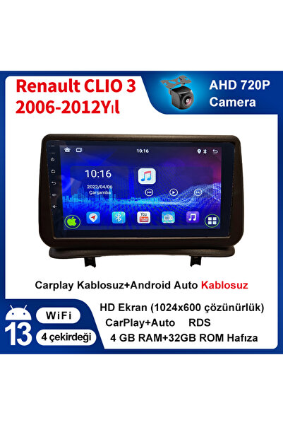 coni Renault CLIO 3 2006-2012Yıl 4GB Ram 32GB Uyumlu Rom Multimedya Kablosuz ...