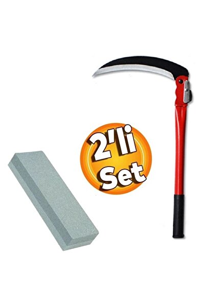 Depolife Tırpan Orak Ve Bileme Tırpan Taşı Seti El Tipi Çim Ekin Sap Saman Biçme Aleti Katlanabilir Saplı