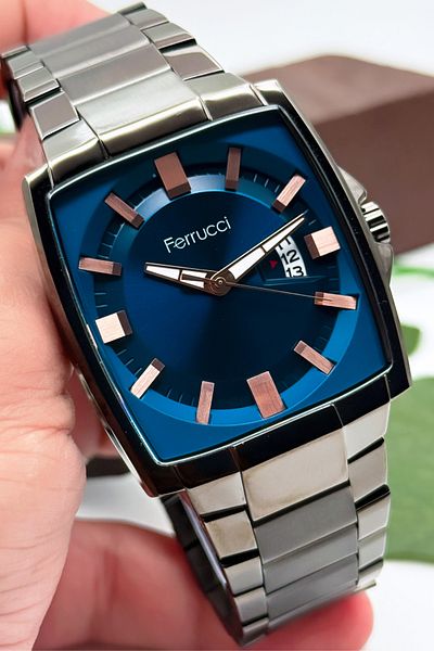 Ferrucci Men's Wristwatch, Steel Band & Special Design, 3Atm Water Resistant Smoked Sdfer163