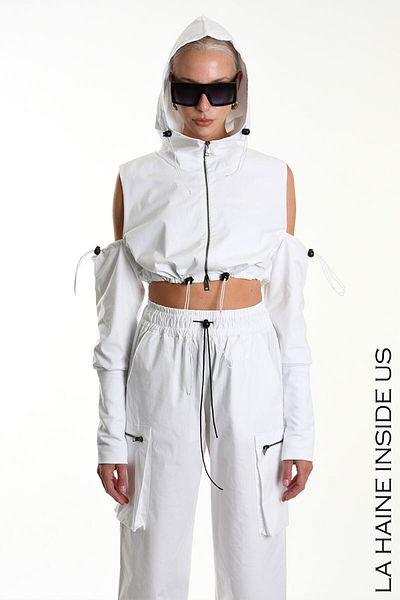 La Haine Inside Us CROP JACKET WITH BARE SHOULDER - LA HAINE INSIDE US - XS, WHITE