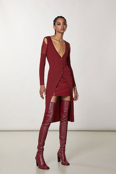 Patrizia Pepe CARDIGAN WITH CUTOUTS ON THE SHOULDER - PATRIZIA PEPE - RED, M