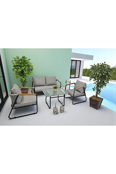 Vivense MARGO METAL BAHÇE TAKIMI, GRİ, 2+1+1