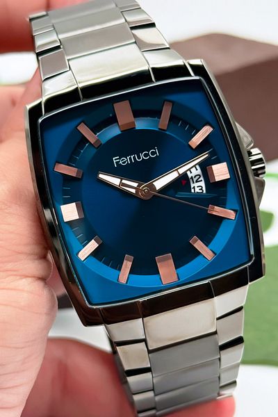Ferrucci Men's Wristwatch, Steel Band & Special Design, 3Atm Water Resistant Smoked Sdfer163