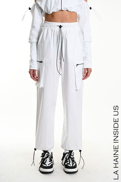 La Haine Inside Us WIDE CARGO PANTS - LA HAINE INSIDE US - M, WHITE