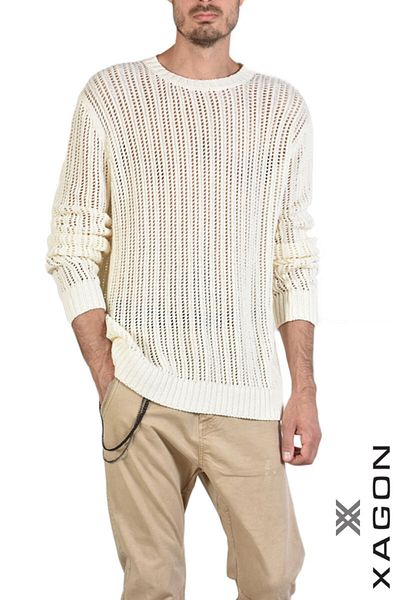 EXAGON GROUND SOUL KNIT SWEATSHIRT - XAGON - WHITE, S