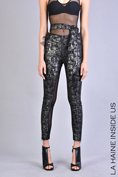 La Haine Inside Us PANTALONI SKINNY DIN BUMBAC SATINAT - - NEGRU, M