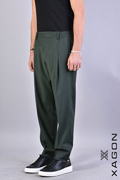EXAGON PANTALONI CONFORTABILI DIN LÂNĂ ELASTICĂ - XAGON - VERDE, 48