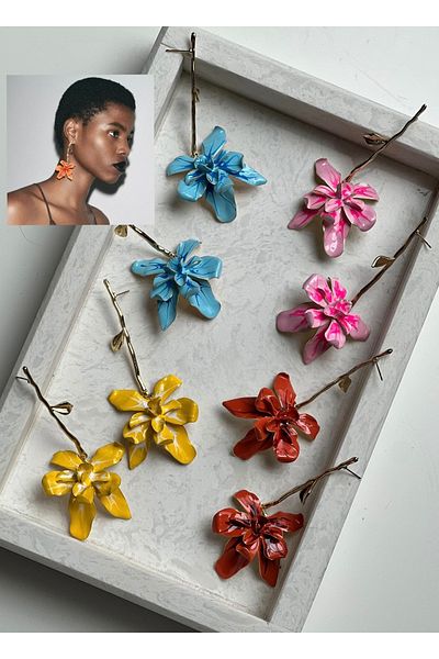 H&S AKSESUAR Design New Dangle Leaf Flower Earrings
