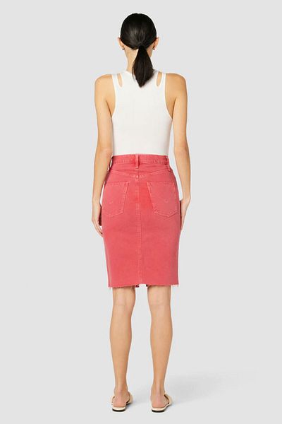 Hudson RECONSTRUCTED KNEE LENGTH SKIRT - HUDSON - RED, 29