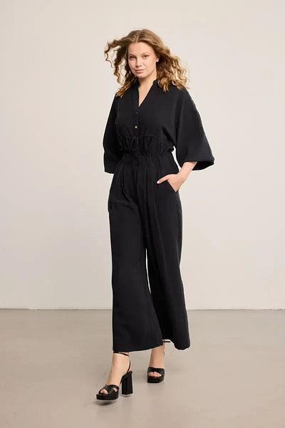Gusto Παντελόνι Modal Loose Leg - Μαύρο