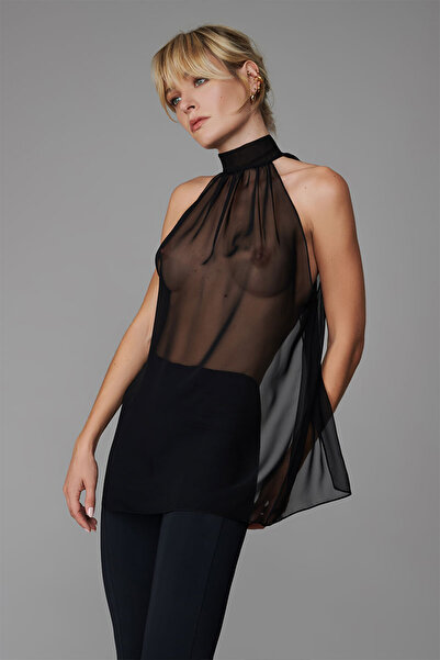 Maison Close BLUZA TRANSPARENTĂ - MAISON CLOSE - NEGRU, S