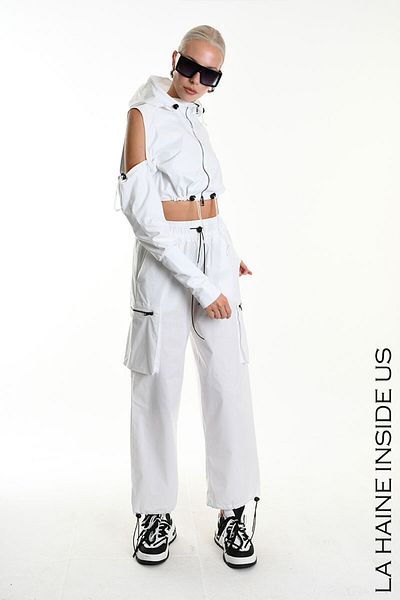 La Haine Inside Us CROP JACKET WITH BARE SHOULDER - LA HAINE INSIDE US - XS, WHITE