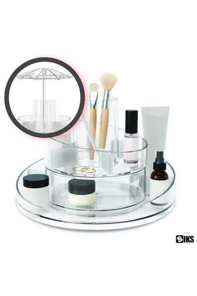 SIKS Cosmetics, Makeup Organizer, 360 Degree Rotating, Large Capacity, Size 17 x 24 cm, Transparent