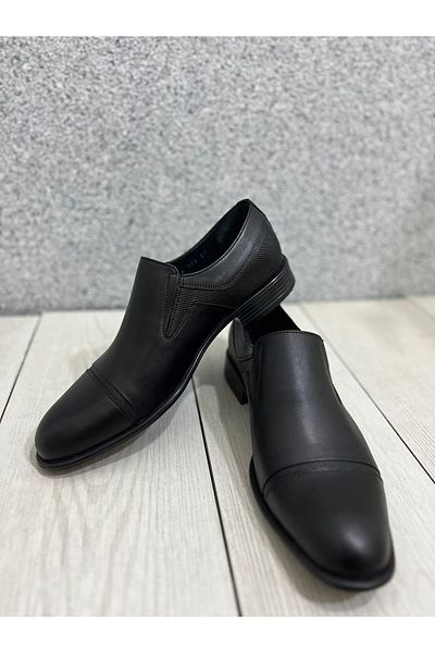 ayakkabiyolla Pantofi pentru bărbați din piele naturală neagră Neolite cu talpă laterală Laser Fancy