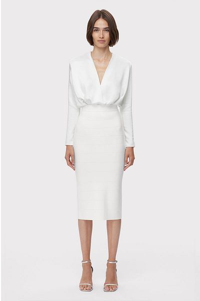 Herve Leger FUSTĂ CREOAN ICON BANDAGE - HERVE LEGER - ALB, S
