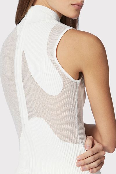 Herve Leger TOP TRANSPARENT CU RIBS OPAC - HERVE LEGER - ALB, M