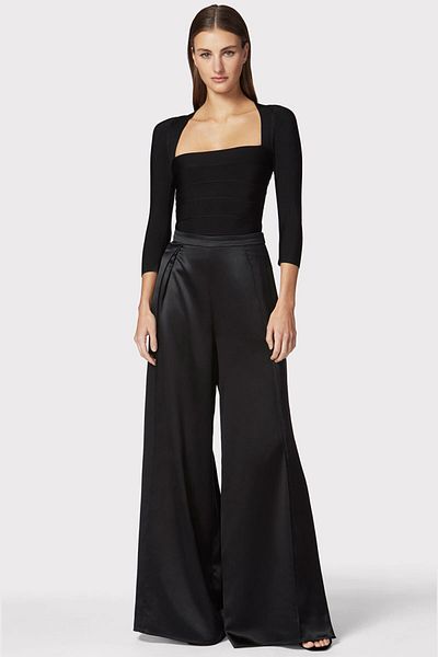 Herve Leger BLUZA ICON CU GEL PĂTRAT - HERVE LEGER - NEGRU, XS