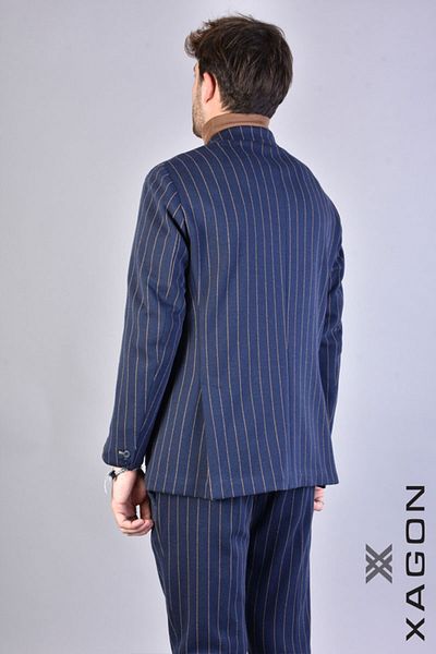 EXAGON JACĂ SLIM FIT CU CUREA DUBLĂ, ELASTICĂ - XAGON - ALBASTRU, 50