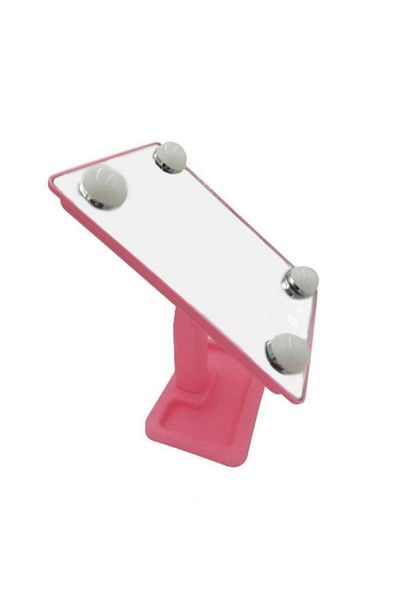 SIKS ® makeup mirror, rectangular, with LED lights, battery powered, pink