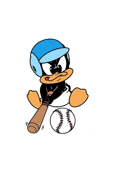 INOVATIX Set de 8 piese, autocolant Baby Looney Daffy Duck jucând baseball, INOVATIX®. 6 cm