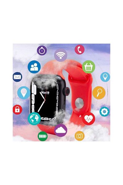 SIKS Smartwatch SIKS Series 7 Compatible with Android and IOS, Fitness Function, Touch Screen, Red