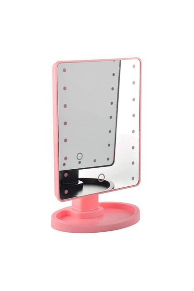 SIKS ® makeup mirror with 16 LEDs, ON/OFF switch, pink