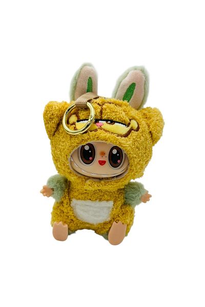 BaoBao Labubu plush yellow 15cm – soft and cheerful toy, dressed as a cute animal, BaoBao