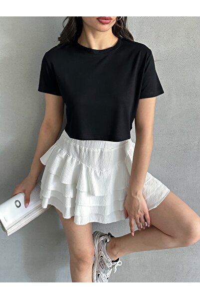 MD trend Women's Crew Neck Crop T-shirt