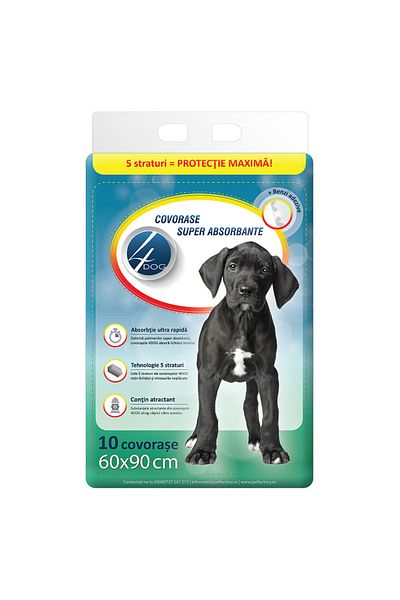 4dog 4Dog absorbent mat, 60x90 cm, 10 pcs
