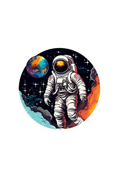 INOVATIX Set de 8 piese, autocolant cu astronaut în spațiu, Apollo, INOVATIX®. 6 cm