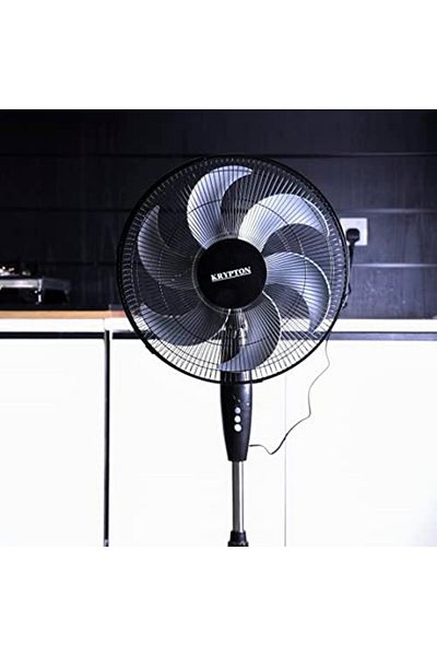 KRYPTON 16 inch Stand Fan - 3 Speed | 6 Leaf Blade | with Safety Grill | Adjustable Height
