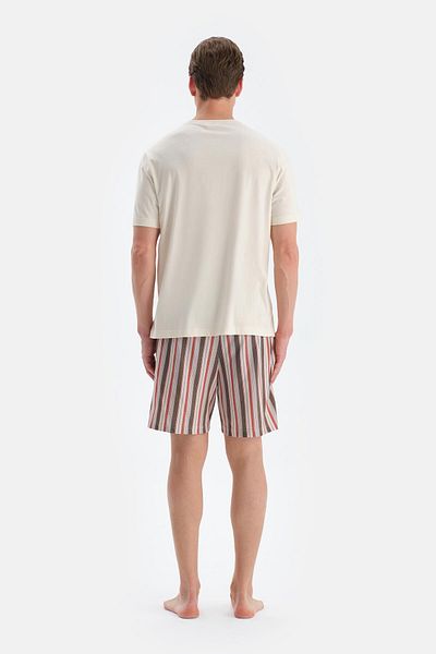 Dagi Ecru Short Sleeve T-Shirt Shorts Pajama Set