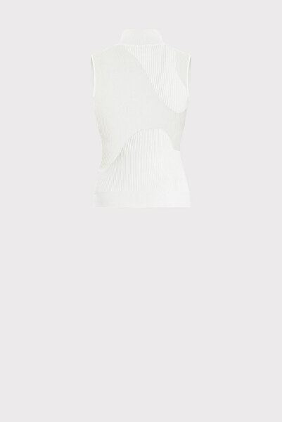 Herve Leger TOP TRANSPARENT CU STRIURI OPACE - - ALB, M