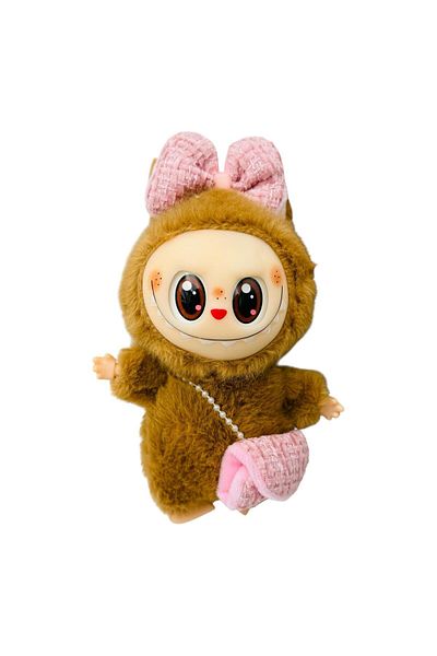 BaoBao Brown 15cm Labubu with bow and bag – plus fashion must-have, adorable and trendy, BaoBao